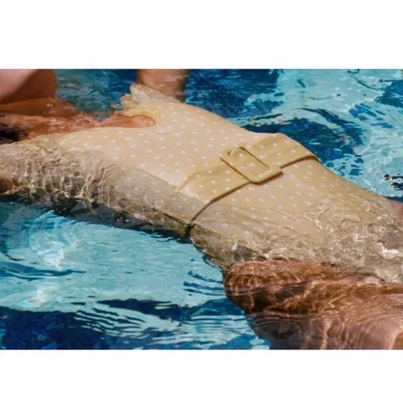 NWT Billabong x Salty Blonde Sundipped One Piece Swimsuit Yellow Polka Dot Belt - Picture 4 of 12